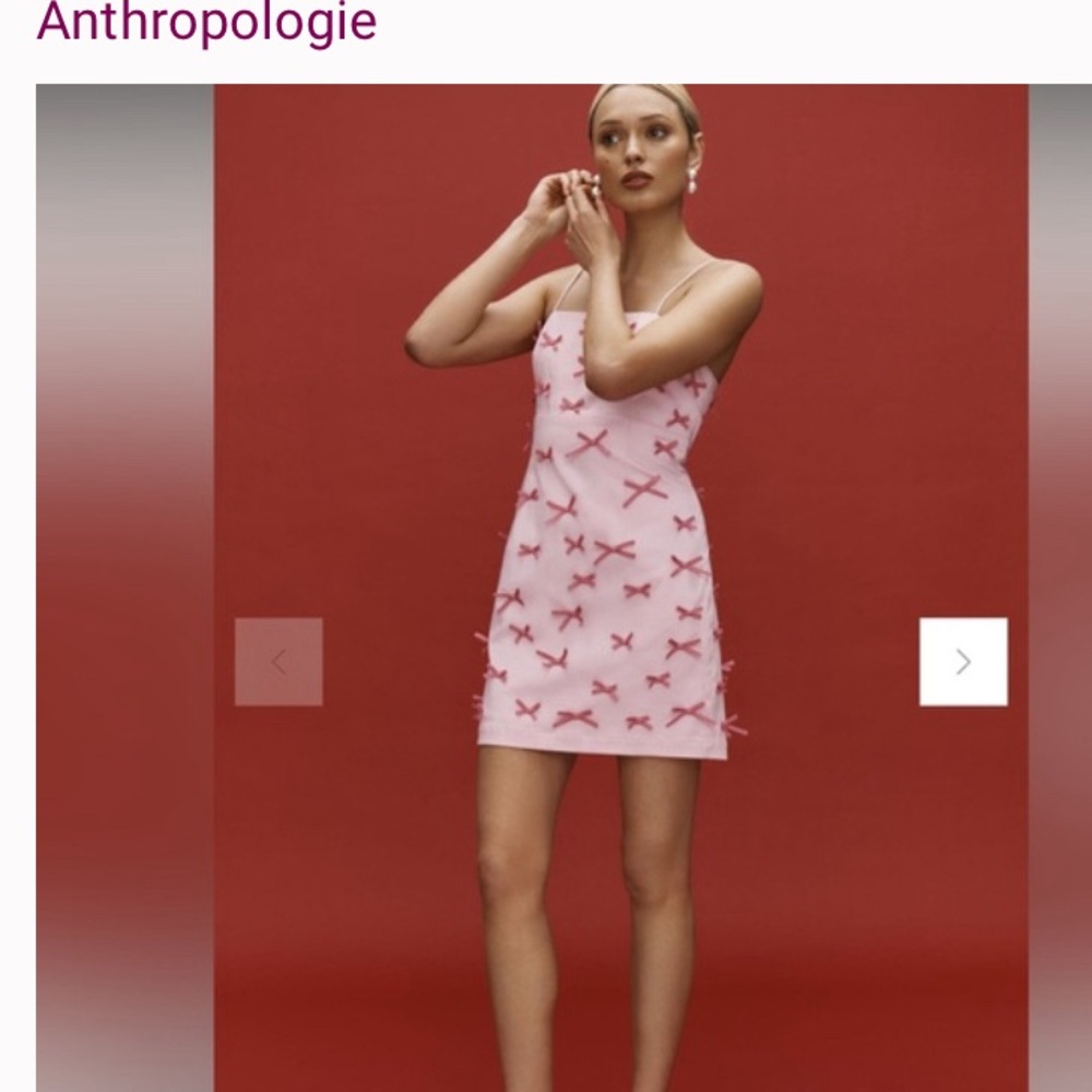 Pink Bow Embellished Dress anthropology dress Maeve brand